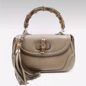 Gucci Convertible bamboo top handle leather handbag - Brown